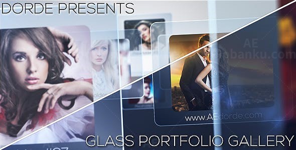 时尚玻璃质感图片展示AE模板