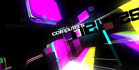 高科技方块颜色变换VJ标题AE模板