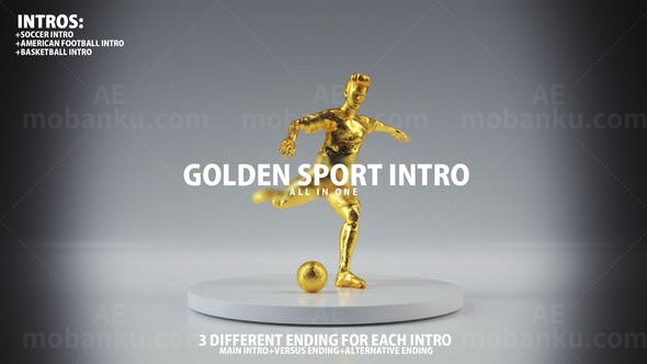 金色奖杯体育片头动画AE模板