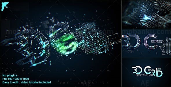 科技感三维线条Logo动画AE模板