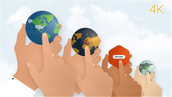 掌心地球标志展示AE模板