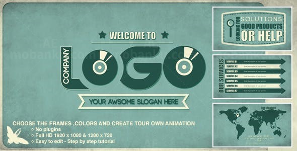 复古风格文字排行图形介绍AE模板