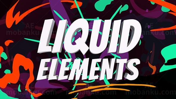 流体特效动画元素AE模板