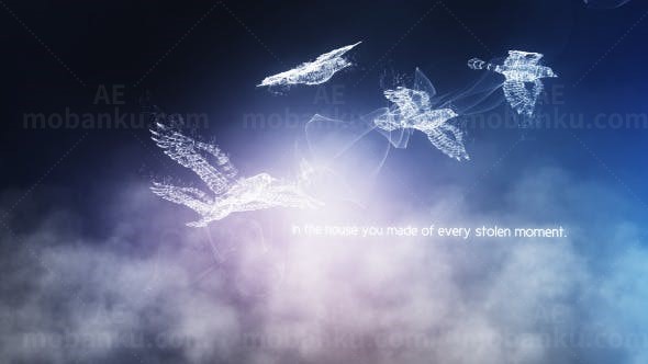 Plexus羽毛小鸟飞翔文字宣传片头AE模板