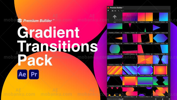 AE+PR脚本预设-渐变图形转场动画 Gradient Transitions Pack