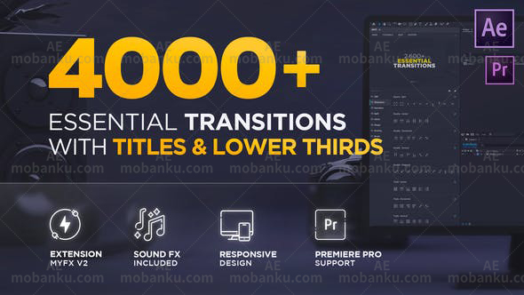 AE脚本-4000组摄像机扭曲信号损坏笔刷水墨视频转场文字标题字幕预设 MYFX破解版