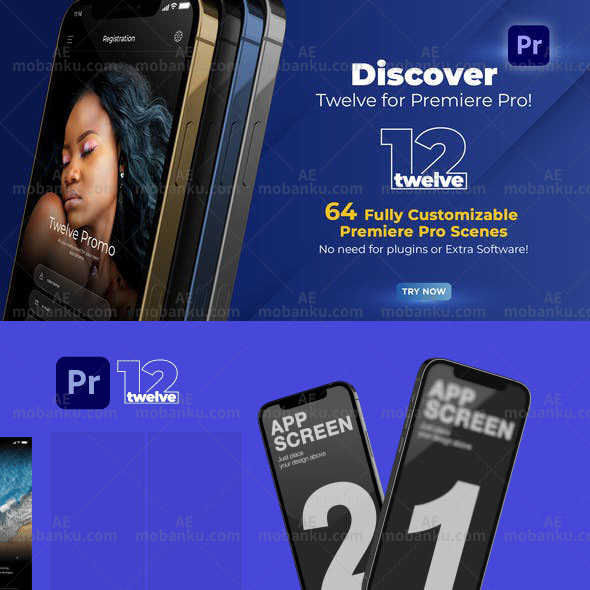 AE模板+PR脚本预设-手机APP宣传展示场景动画片头