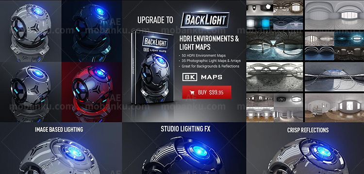 AK E3D高清贴图HDRI预设 Video Copilot BackLight : 8K Environments & Light Maps