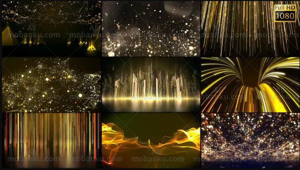 10组循环金色闪烁发光粒子背景视频素材