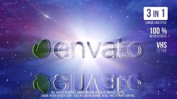 倒影效果3D标志AE模板