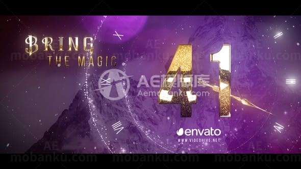 烟花背景新年倒计时AE模板