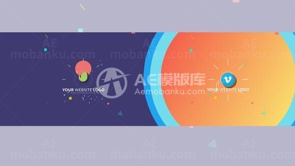 彩色简洁平面标志动画AE模板