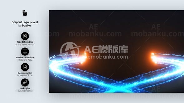 蛇形粒子效果交汇效果标志展示AE模板