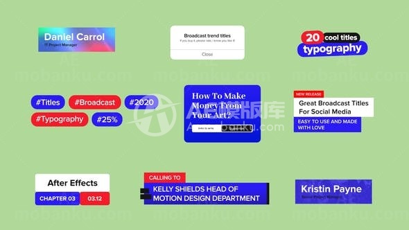 社交媒体栏目标题包AE模板