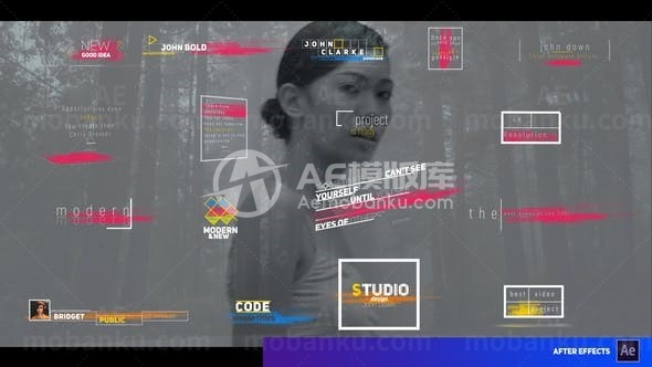 现代风格彩色条纹字幕标题AE模板