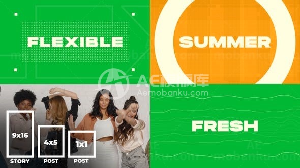 动态时尚相框大小展示AE模板