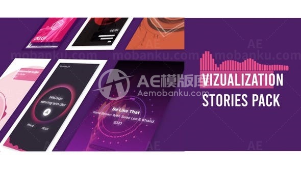 手机端音频可视化均衡播放器AE模板