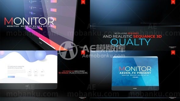 电脑显示器桌面展示AE模板