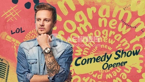 涂鸦式转场脱口秀表演片头AE模板