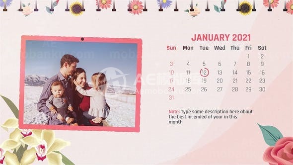 日历记念相册幻灯片AE模板