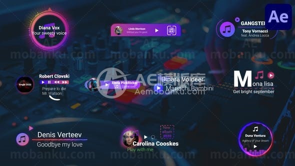 音频可视化显示器标题AE模板