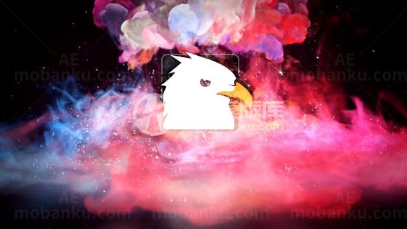 彩色粒子效果烟雾标志展示AE模板