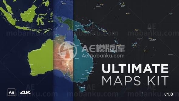 世界地图定位工具包AE模板