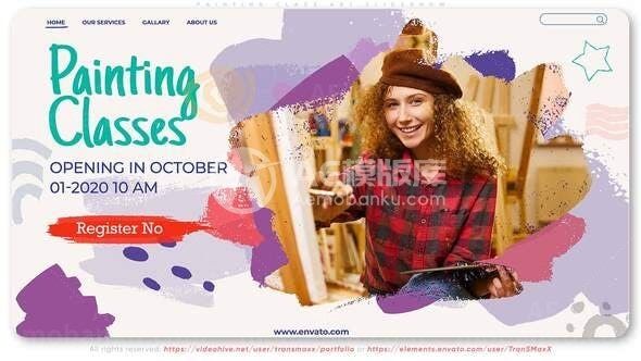 涂绘效果亲子绘画班宣传幻灯片AE模板