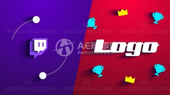 Twitch简洁标志展示AE模板