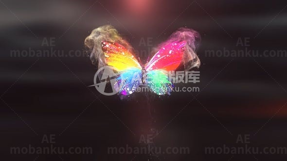 多彩粒子特效蝴蝶纷飞标志AE模板