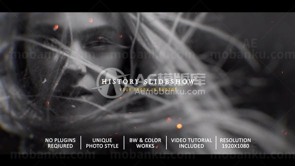 黑白效果照片幻灯片AE模板