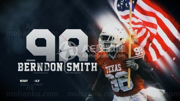 橄榄球运动员介绍片头AE模板