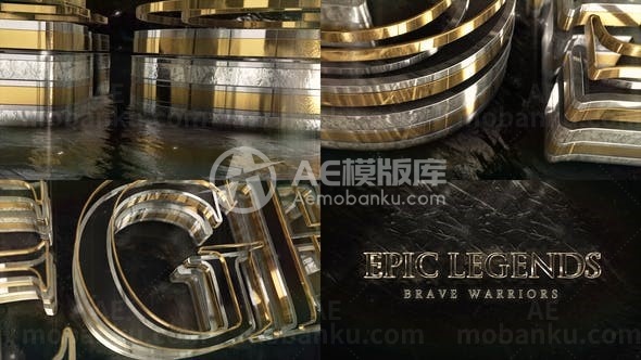 3D大型金银标志AE模板