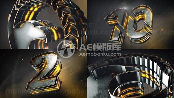 三维立体倒计时标志展示AE模板