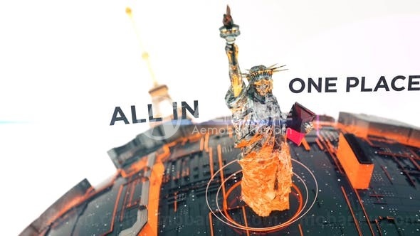 三维动画效果世界景点片头AE模板