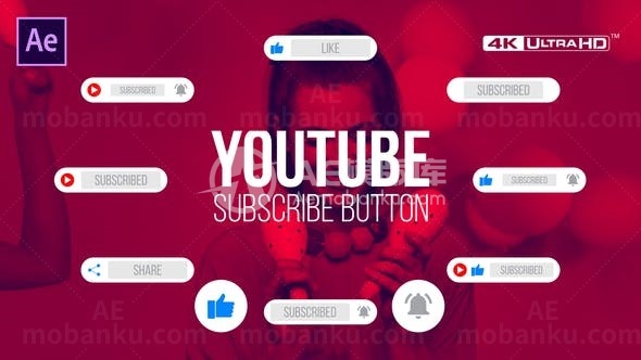 社交媒体视频订阅按钮AE模板