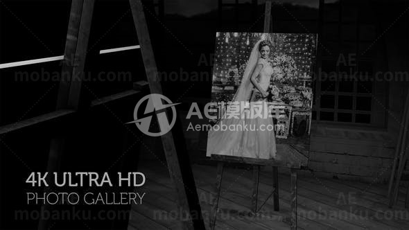 黑白浪漫照片相册展示AE模板