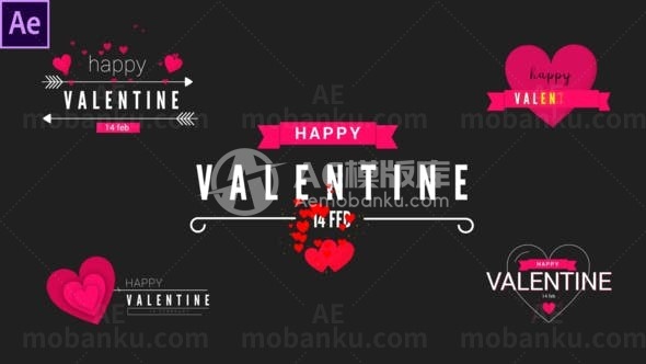 情人节文字元素标题AE模板