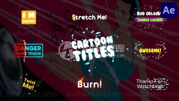 卡通闪烁特效字幕标题包AE模板