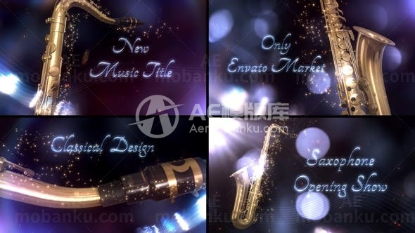 萨克斯管古典乐器标题展示AE模板