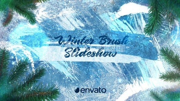 笔刷效果圣诞节照片幻灯片AE模板