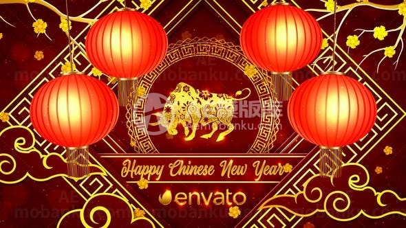 中国风灯笼特效中国年AE模板