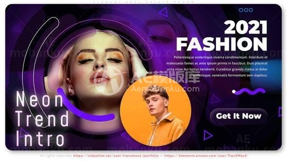 时尚霓虹图文板式广告片头AE模板