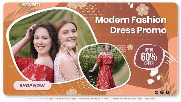 现代风格时尚衣裙推销AE模板