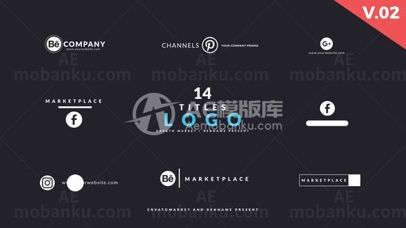 简单平面标志文字标题AE模板