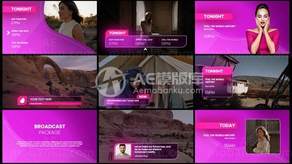 电视栏目时间安排字幕包AE模板