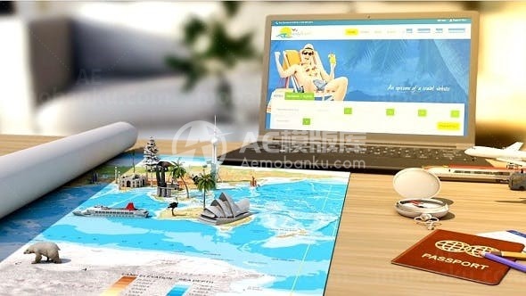 世界旅游景点立体标志展示AE模板