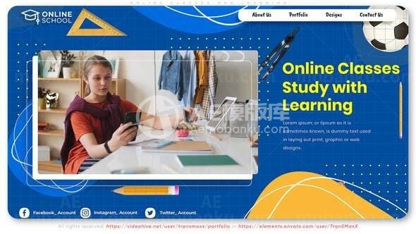 在线课程教育机构图文展示AE模板