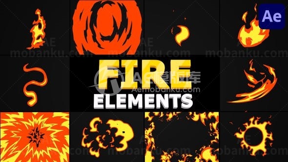 卡通效果火焰特效包AE模板