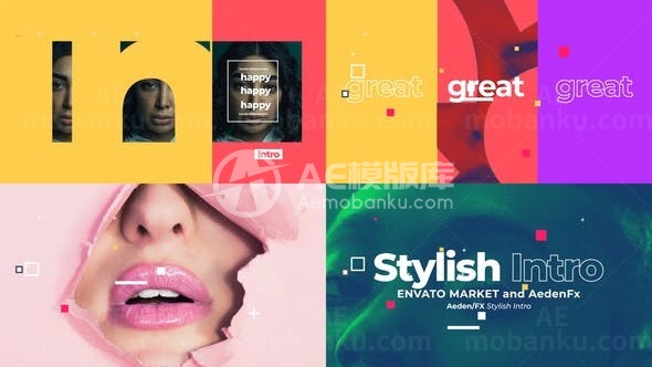 抽象时尚色彩片头AE模板